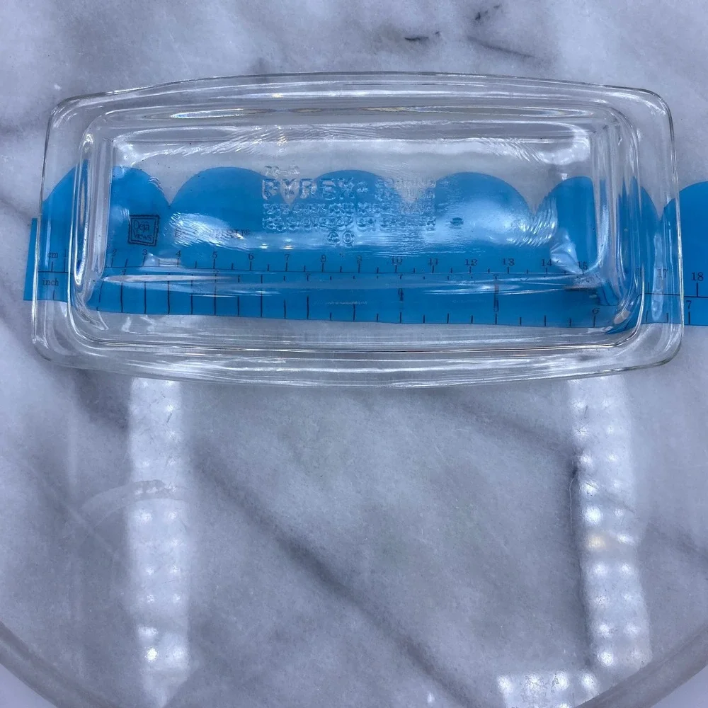 Vintage Pyrex Butter Dish Lid Clear Glass 72-B Rectangular USA Retro Kitchen MCM